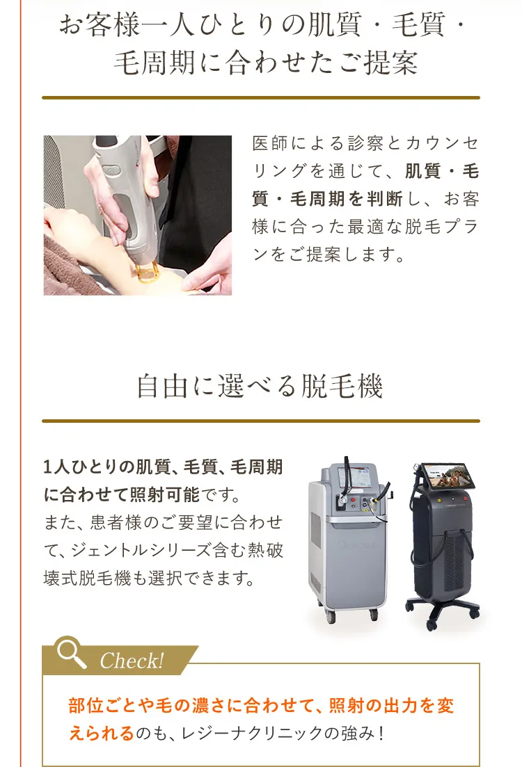 お客様一人ひとりの肌質・毛質・毛周期に合わせたご提案