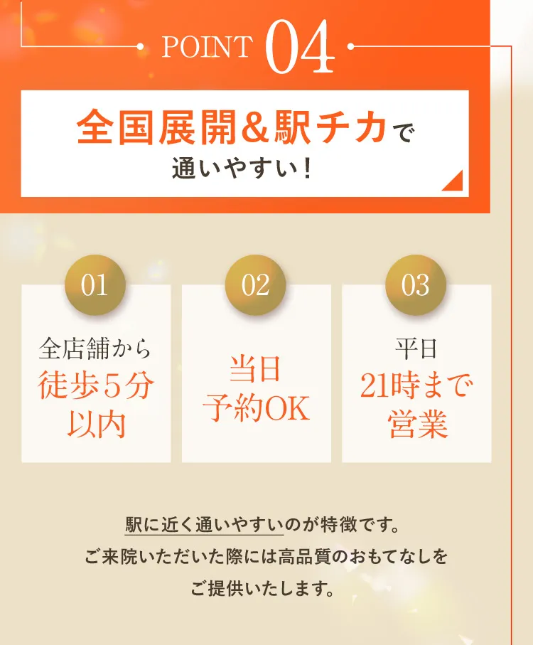 04 全国展開＆駅チカで通いやすい！