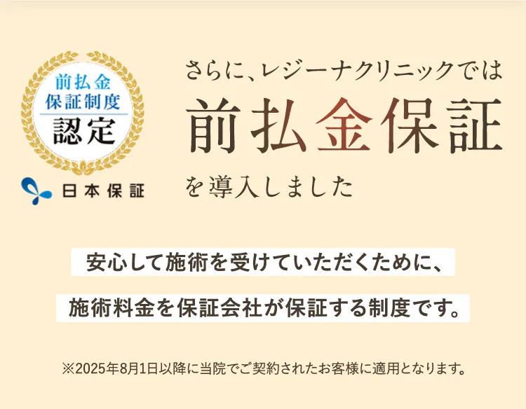 さらに、レジーナクリニックでは前払金保証を導入しました